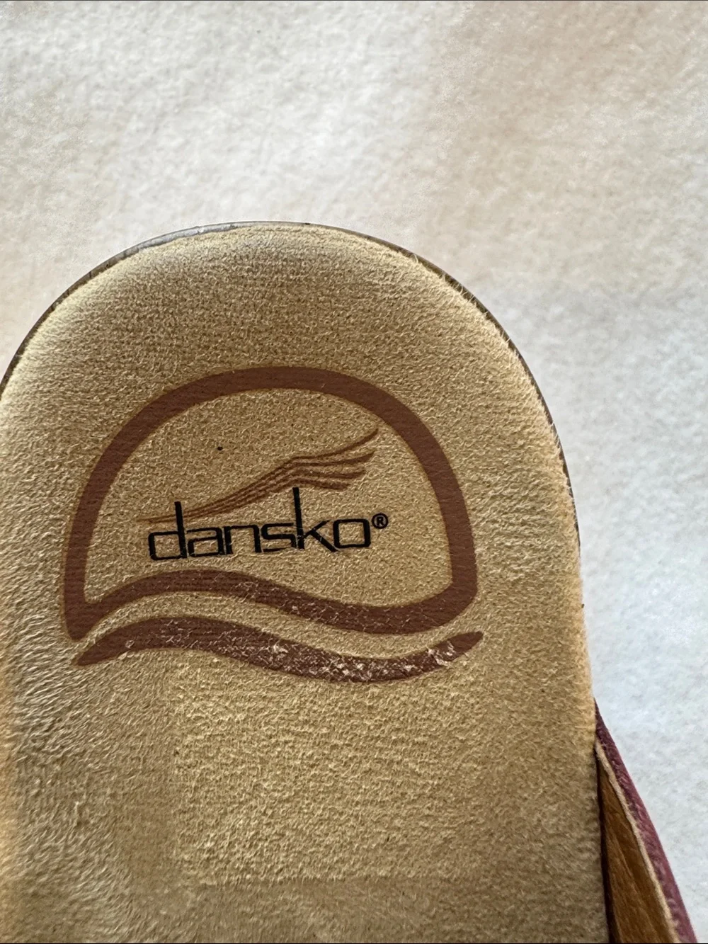 Dansko Lavendar Leather Slide Sandals Floral Cutout Comfort Clogs 38 7.5/8